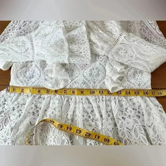 Amaryllis Lace High Neck Blouse Ruffles Long Sleeve New Romantic Sheer - Picture 14 of 15